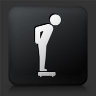 Black Square Button with Stick Figure on the Scale