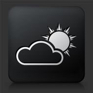 Black Square Button with Sun Behind Clouds