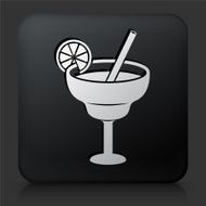Black Square Button with Lime Cocktail