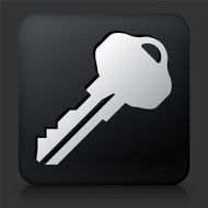 Black Square Button with Household Key N3