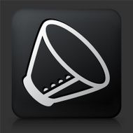 Black Square Button with Dog&#039;s Neck Cone