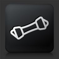 Black Square Button with Chew Bone