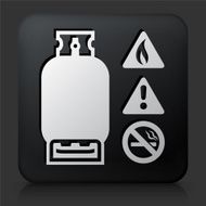 Black Square Button with Hazardous Gas