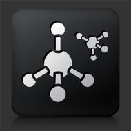 Black Square Button with Gasoline Molecule