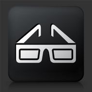 Black Square Button with 3D Glasses Icon N2