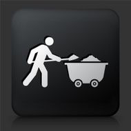 Black Square Button with Person and Sand Cart