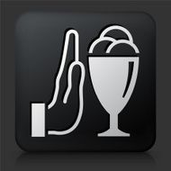 Black Square Button with No to Ice Cream