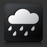 Black Square Button with Clouds and Rain