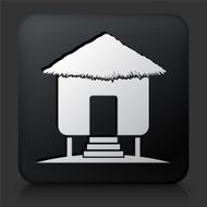 Black Square Button with Overwater Bungalow