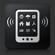 Black Square Button with Wi-Fi Tablet Icon