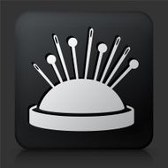 Black Square Button with Needle Pins Icon