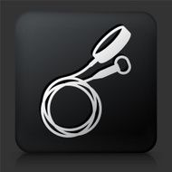 Black Square Button with Swimming Gear
