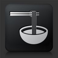 Black Square Button with Noodle Soup