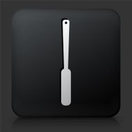 Black Square Button with Kitchen Utensil Icon