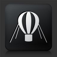 Black Square Button with Hot Air Balloon Icon