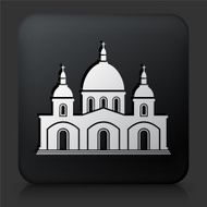Black Square Button with Church Building Icon N8