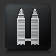 Black Square Button with Skyscraper Icon N3