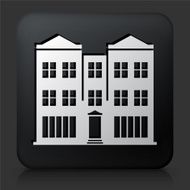 Black Square Button with Building Icon N25