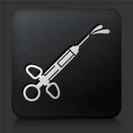 Black Square Button with Syringe