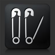 Black Square Button with Needle Pins Icon N2