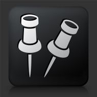 Black Square Button with Pins