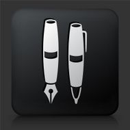 Black Square Button with Pen Set N2
