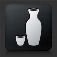 Black Square Button with Sake Drink