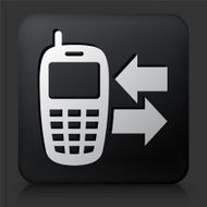 Black Square Button with Telephone Icon N7