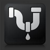 Black Square Button with Leaking Pipe Icon