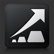Black Square Button with Gold Bars Icon N2