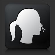Black Square Button with Runny Nose Icon