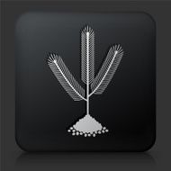 Black Square Button with Christmas Tree Icon N4