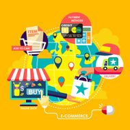 e-commerce process concepts in flat design