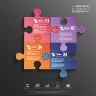 Abstract 3D puzzle infographic N19