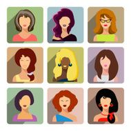 Avatars business women flat icons set isolated on white backgro