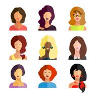 Avatars business women flat icons set isolated on white backgro N2