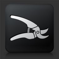 Black Square Button with Gardening Tools Icon N2