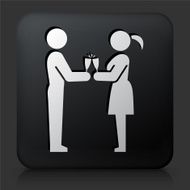 Black Square Button with Toast Celebration Icon