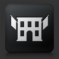 Black Square Button with Building &amp; Flags N2