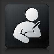 Black Square Button with Thermometer Icon N2