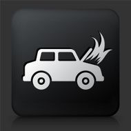 Black Square Button with Car Fire Icon