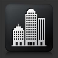 Black Square Button with Office Buildings Icon