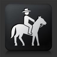 Black Square Button with Bull Riders Icon