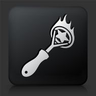 Black Square Button with Heat Stamp Icon
