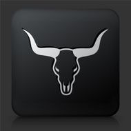 Black Square Button with Bull Head Icon