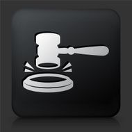 Black Square Button with Court Hammer Icon