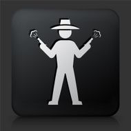 Black Square Button with Cowboy Icon N2