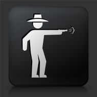 Black Square Button with Cowboy Icon N3