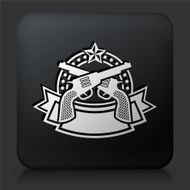 Black Square Button with Pistol Emblem Icon