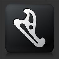 Black Square Button with Construction Tool Icon